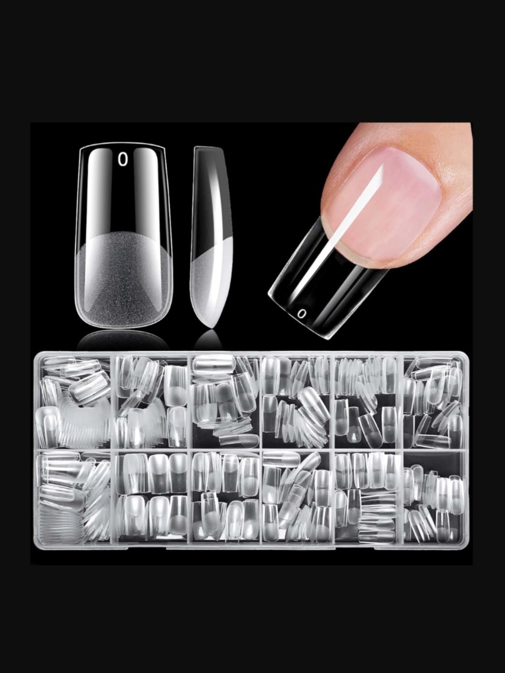 Medium Square Clear 600 False Press On Nails